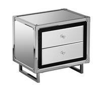 Premier Housewares 2402968 Commode avec 2 Tiroirs en Acier Inoxydable/Miroir Effet Peau de Crocodile