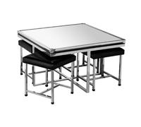 Premier Housewares 2402969 Set de Table/Tabouret 5 Pièces en Acier Inoxydable/Miroir Effet Peau de Crocodile