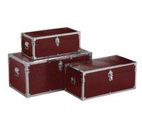 Premier Housewares 2403314 Set de 3 Coffres de Rangement en Acier Inoxydable Effet Cuir Crocodile Rouge