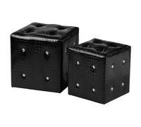 Premier Housewares 2403322 Lot de 2 Tabourets Effet Cuir Crocodile/Détail Diamant Noir