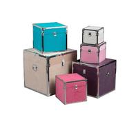 Premier Housewares 2403334 Lot de 6 Coffres de Rangement en Acier Inoxydable Effet de Fourrure