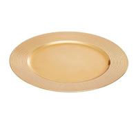 Premier Housewares Assiette de présentation dorée avec bord nervuré, assiettes en mélamine, assiettes plates, petites assiettes, assiettes dorées, assiettes de service, dimensions : 33 x 2 x 33 cm (l