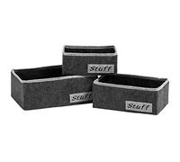 Premier Housewares Boîtes de Rangement, Lot de 3, Papier cartonné, Feutre, Gris