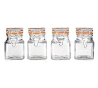 Premier Housewares Clip Top Lid Glass Lot de 4 Verres en Verre en Silicone 5 x 7 x 8 cm