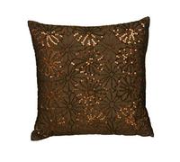 Premier Housewares Coussin à fleurs & paillettes Chocolat