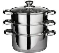 Premier housewares cuiseur vapeur couvercle verre fond encapsulé inox 3 étages 22 cm x 25 cm
