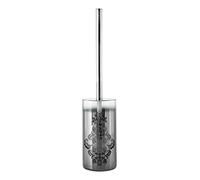 Premier Housewares Elisa Brosse WC et Support, 9 x 9 x 39 cm, Verre, Silver, 9 x 9 x 39 cm