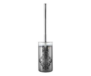 Premier Housewares Elisa Brosse WC et Support, 9 x 9 x 39 cm, Verre, Silver, 9 x 9 x 39 cm