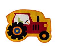 Premier Housewares Enfants Tracteur Tapis, Coton, Coton, Red, 70 x 100 x 3 cm