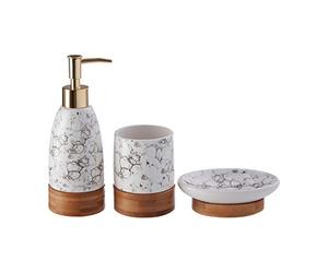 Premier Housewares Ensemble de Salle de Bain en Bambou, Dolomite Blanc