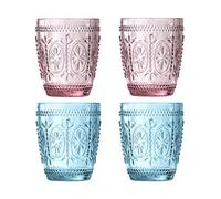 Premier Housewares Fleur gobelets Verre, Rose/Bleu, 8 x 8 x 10 cm