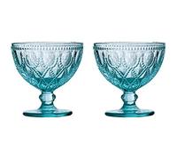 Premier Housewares Fleur Sundae Vaisselle, 250 ML, Lot de 2, 11 x 11 x 11 cm, Verre, Bleu, 11 x 11 x 11 cm