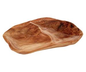 Premier Housewares Kora Plateau de Service avec 2 Compartiments, Bois de cèdre Naturel