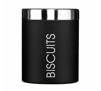 Premier Housewares Liberty Boîte à Biscuits, Boite de Conservation Pour Biscuits , Émail Noir, Couvercle en Acier Inoxydable Satiné