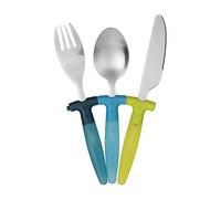 Premier Housewares Lot de 3 18/0 Set de Couverts pour Enfants, Couteau, Fourchette et cuillère Parent, Acier Inoxydable, Bleu/Vert, 23 x 15 x 1.3 cm