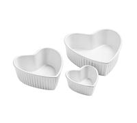 Premier Housewares, Lot de 3 cocottes en céramique en forme de cœur Blanc 6 x 18 x 18,5 cm