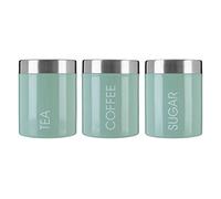 Premier Housewares Lot de 3 Pots à thé café et Sucre Inscription en Anglais « Tea » « Coffee » « Sugar »