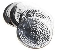 PREMIER HOUSEWARES LOT DE 4 DESSOUS DE VERRE EN INOX EFFET MARTELÉ 9 X 9 CM G
