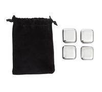Premier Housewares Lot de 4 Pierres à Whisky réutilisables en Acier Inoxydable avec Pochette de Rangement pour Whisky, Bourbon et spiritueux