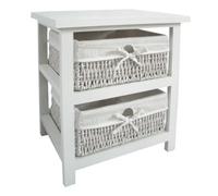 Premier Housewares Meuble de rangement avec 2 paniers en osier et structure en bois 45 x 40 x 32 cm (Blanc)