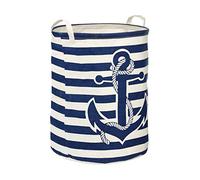 Premier Housewares Panier À Linge Rayé Bleu Et Blanc avec Ancre Marine Navy