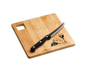 Premier Housewares Plateau à fromage carré en bambou et couteau