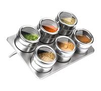 Premier Housewares Plateau magnétique en Acier Inoxydable avec 6 Pots à épices