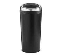 Premier Housewares Poubelle Touch Top 30Ltr, - Bacs à Ordures en Acier Inoxydable Émail Noir- Seau Intérieur en Plastique