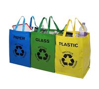 Premier Housewares Poubelle Tri Selectif- Lot de 3 Bacs à Tri Selectif Papier/Plastique/Verre