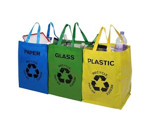 Premier Housewares Poubelle Tri Selectif- Lot de 3 Bacs à Tri Selectif Papier/Plastique/Verre
