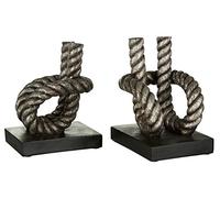 Premier Housewares Rope Bookends, Set of 2 - Antique Silver/Black