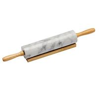 Premier Housewares Rouleau à pâtisserie avec manche en bois et support Marbre blanc 46 cm