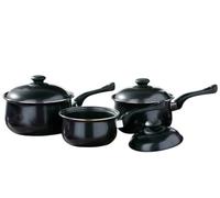 Premier Housewares Set de casseroles 3pc Noir Belly- Ustensiles de Cuisine - anti -adhesif- 3 pièces