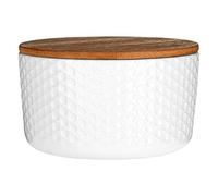 Premier Interiors Storage Canister mod Storage Canister, Dolomite/White, Bamboo Lid Blanc 14 x 14 x 8 cm