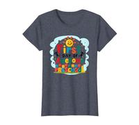 Premier Jour de célébration impressionnante pour la Maternelle T-Shirt, Femme, Bleu Chiné, L