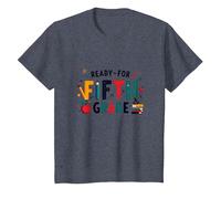 Premier Jour de cinquième année prêt pour l'école étape Importante T-Shirt, Enfant, Bleu Chiné, 12 Ans