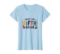 Premier Jour de cinquième année prêt pour l'école étape Importante T-Shirt, Femme, Bleu Céleste, 3XL