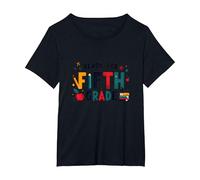 Premier Jour de cinquième année prêt pour l'école étape Importante T-Shirt, Femme Grandes Tailles, Noir, 5X