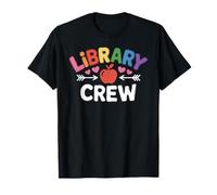 Premier Jour d'école Amusant, équipe de bibliothèque, Jolis cœurs de Pommes T-Shirt