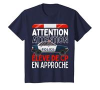 Premier Jour d'école Élève de CP en Approche Voiture Police T-Shirt, Enfant, Bleu Marine, 2 Ans