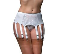 premier lingerie 12 Sangle Porte-Jarretelles de avec des Avant Panneaux de Dentelle (SSL13FR) (M, Blanc)