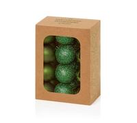 Premier Lot de 24 boules de Noël incassables de 3 cm - Vert foncé - Finitions assorties - Boules de Noël - Décorations de Noël à suspendre