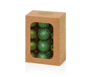Premier Lot de 24 boules de Noël incassables de 3 cm - Vert foncé - Finitions assorties - Boules de Noël - Décorations de Noël à suspendre
