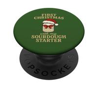 Premier Noël avec Mon levain Starter Funny Bread Baker PopSockets PopGrip Adhésif
