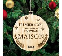 Premier NOËL dans Notre Nouvelle Maison Décoration de Noël Ornement d'arbre en Bois Cadeau de Boule de Noël pour la Famille et Les Amis Nouveau-né