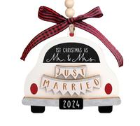 Premier ornement pour les jeunes mariés de Noël | Souvenirs de mariage, ornement romantique pour la voiture de mariage, ornement pour la voiture du couple nouvellement marié, notre premier ornement de
