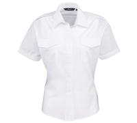 Premier Workwear Chemise de Pilote à Manches Courtes pour Femme - Blanc - 48