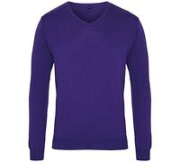 Premier Pull en Tricot avec col en V pour Homme, Violet, XL