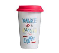 Premier Réveil Thermique Tasse de Voyage avec Couvercle en Silicone en Porcelaine, Multicolore, 330 ML