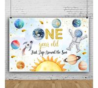 Premier Voyage Autour du Soleil Toile de Fond Un an dans l'espace Voyage Anniversaire Fond décorations Galaxie système Solaire Premier Anniversaire fête bannière Fournitures 250x180cm